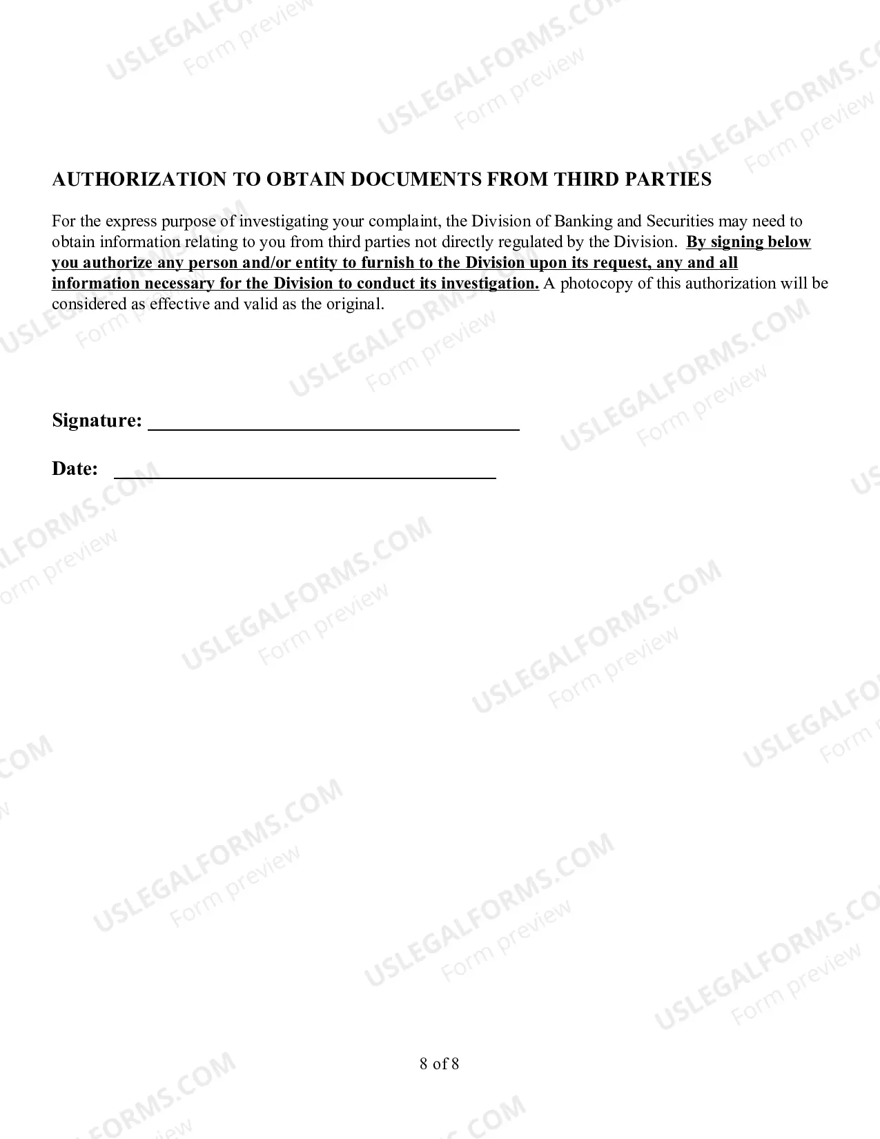Preview Investment Complaint Form