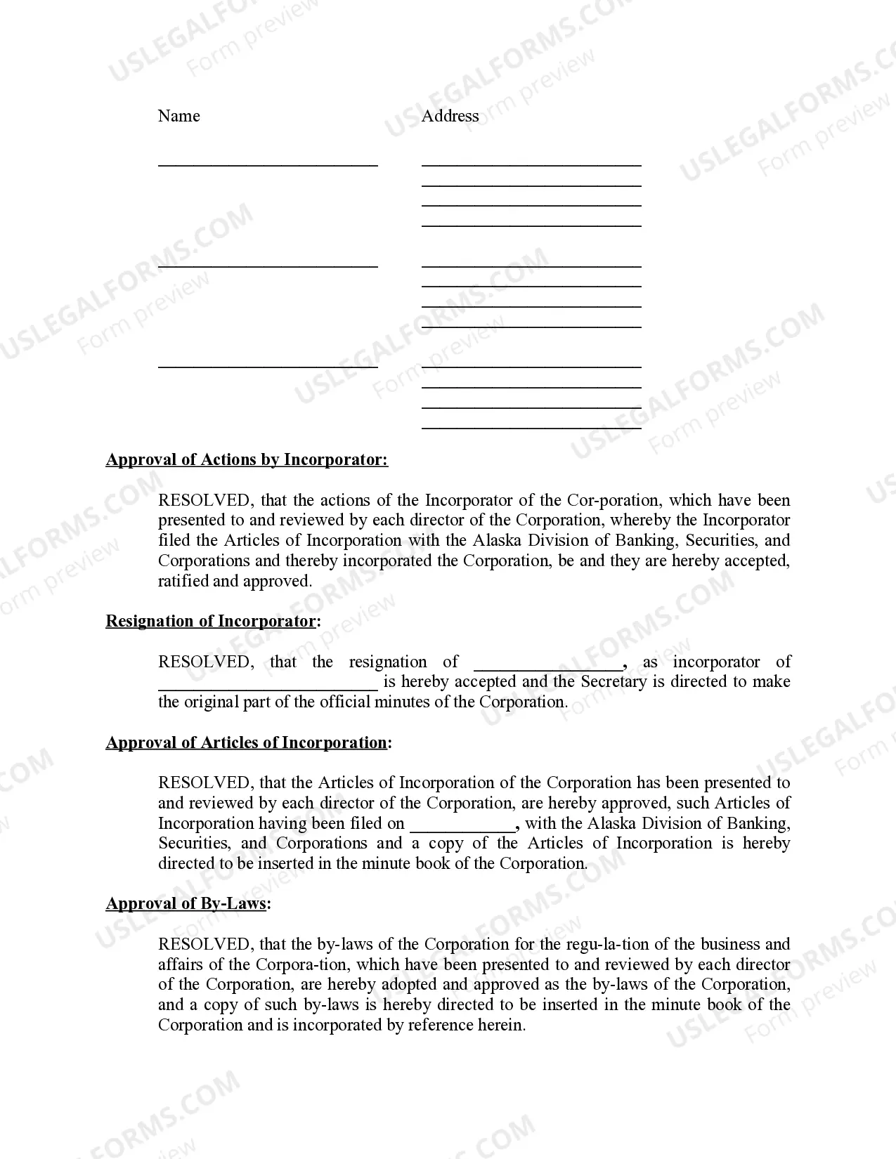 Preview Minutes for Organizational Meeting