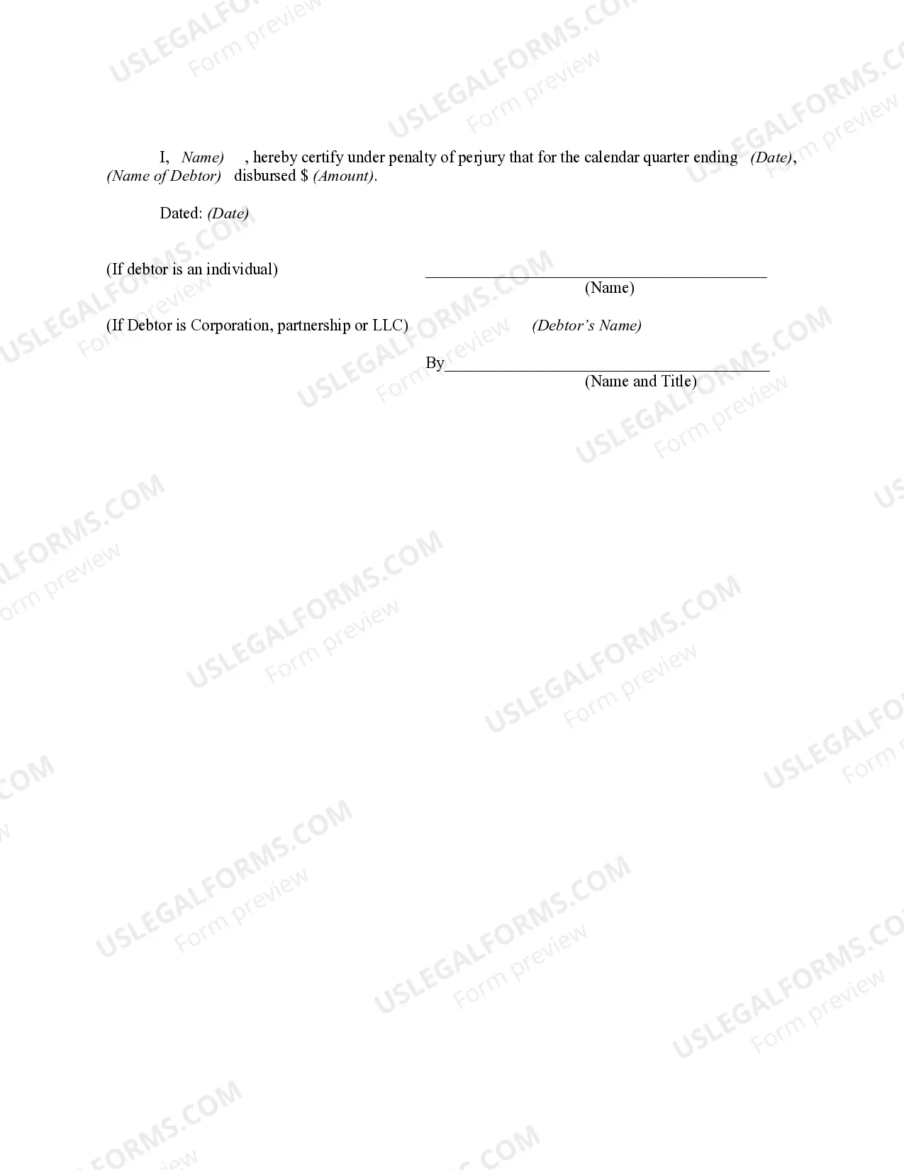 Preview Postconfirmation Progress/Final Report