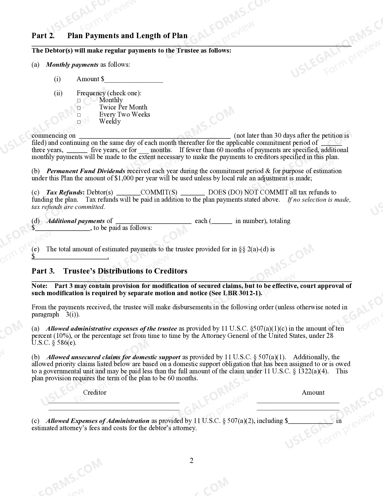 Preview Chapter 13 Plan (Cases Filed or Converted on or after 12/1/17)