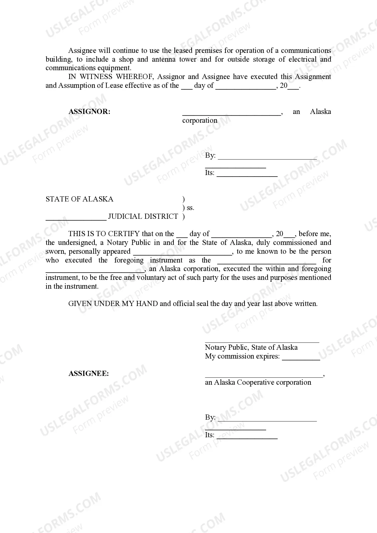 Preview Assignment and Assumption on Lease