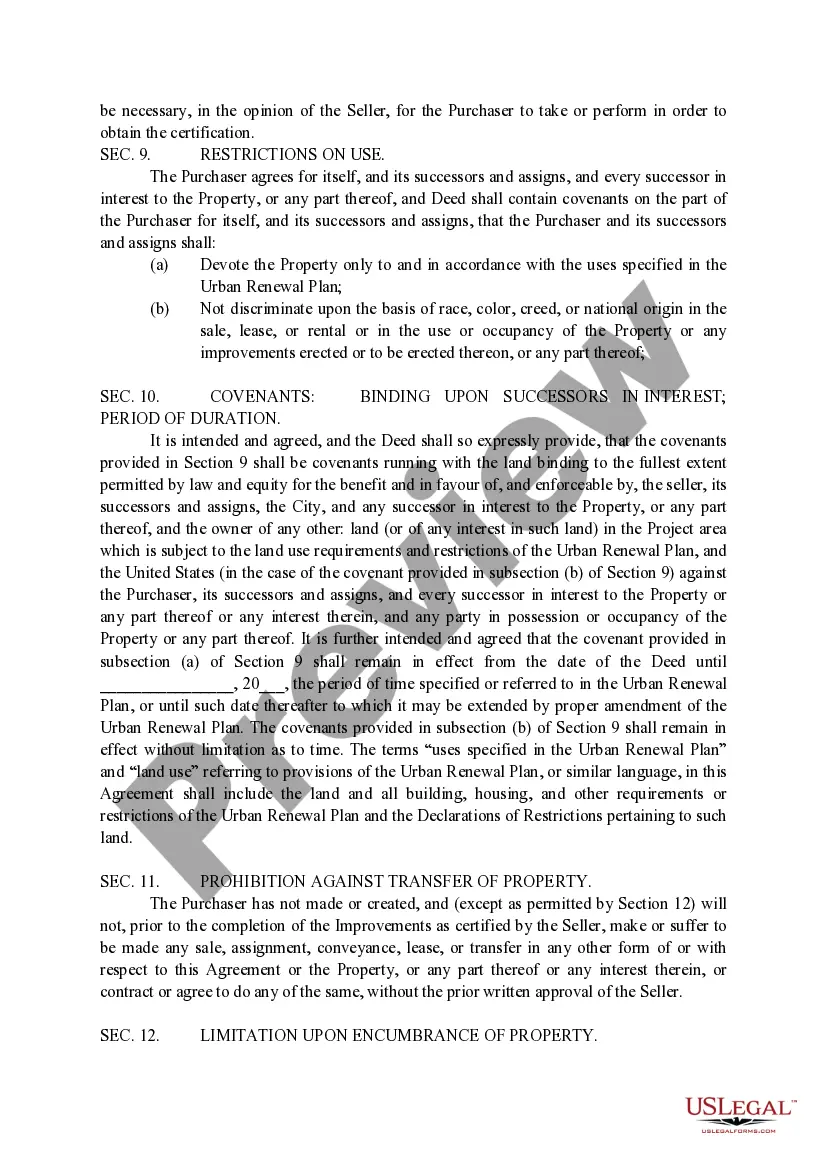 Preview Contract for Sale of Land for Single Family Residential Use