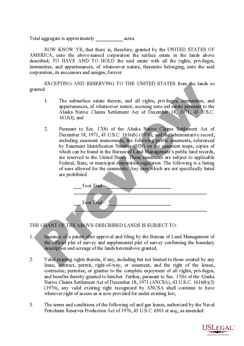 Get Interim Conveyance Approved by the Bureau of Land Management Preview Interim Conveyance Approved by the Bureau of Land Management