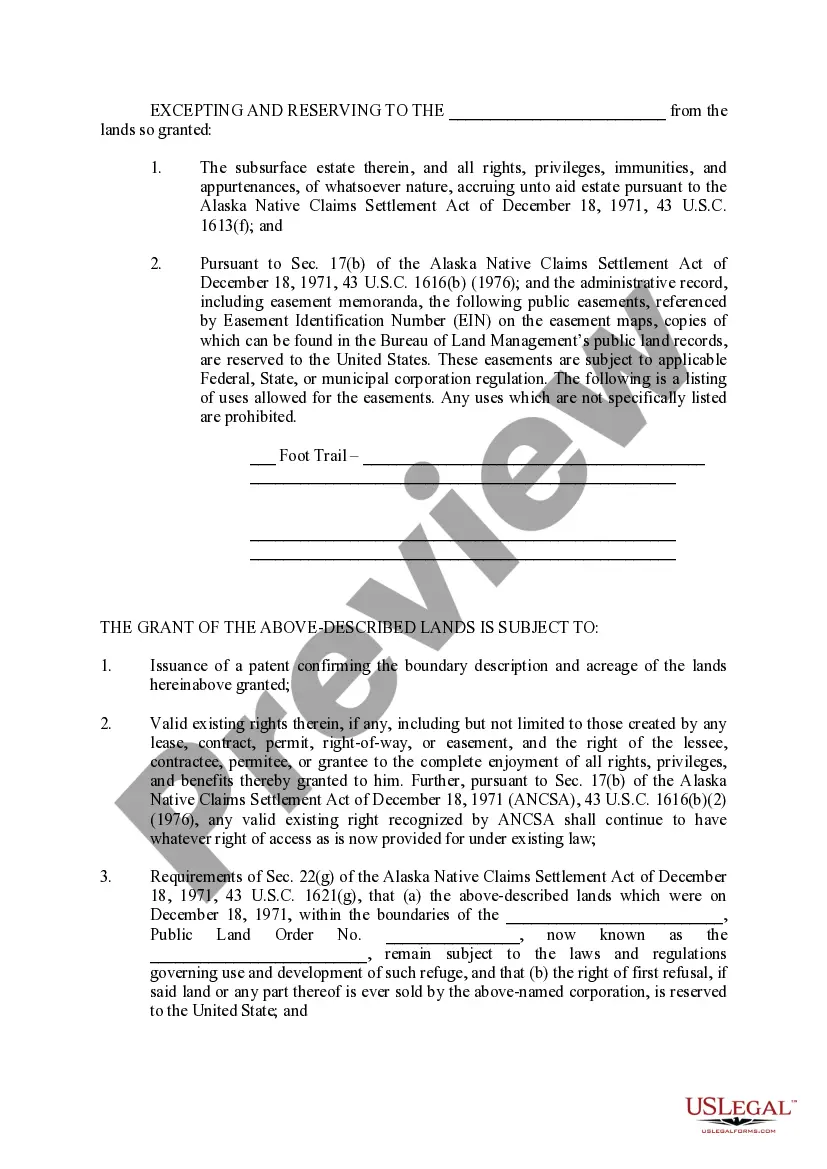 Get Interim Conveyance Pursuant to Alaska Native Claims Settlement Act of December 18, 1971 Preview Interim Conveyance Pursuant to Alaska Native Claims Settlement Act of December 18, 1971