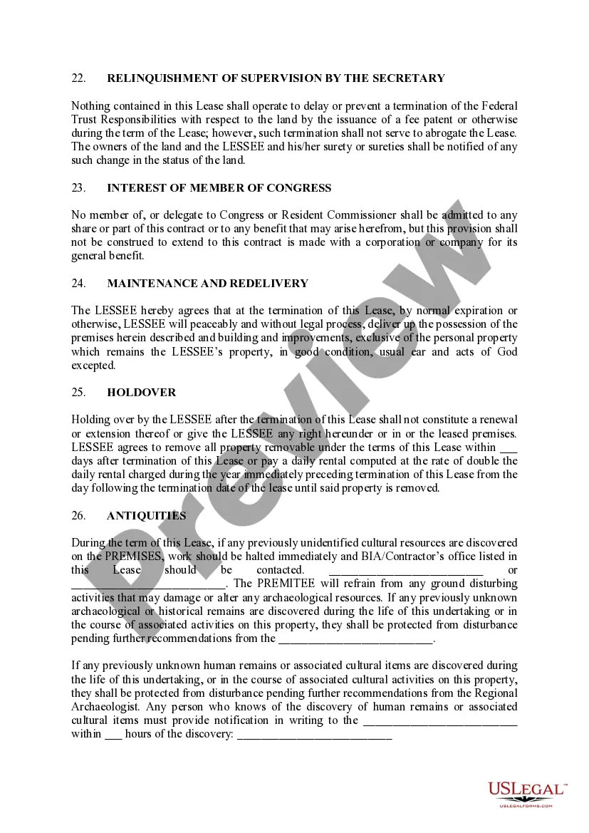 Preview Lease of Cabins