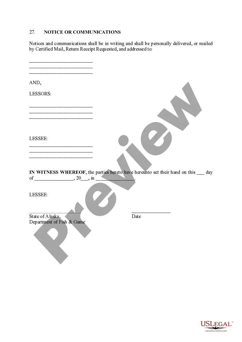 Preview Lease of Cabins