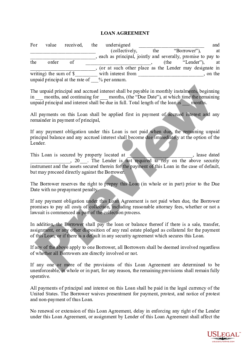 Alaska Loan Agreement US Legal Forms   1 