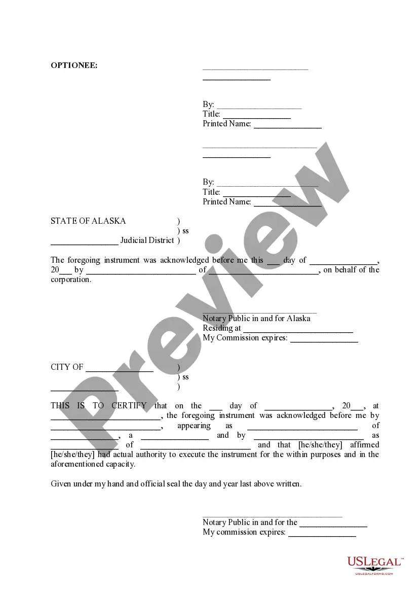 Preview Memorandum of Option Agreement