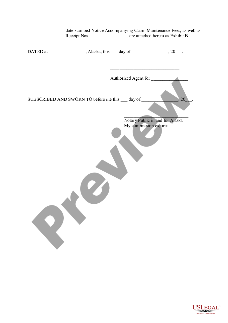 page 1 Notice of Intent to Hold and Notice of Payment of Annual Claim Maintenance Fees preview