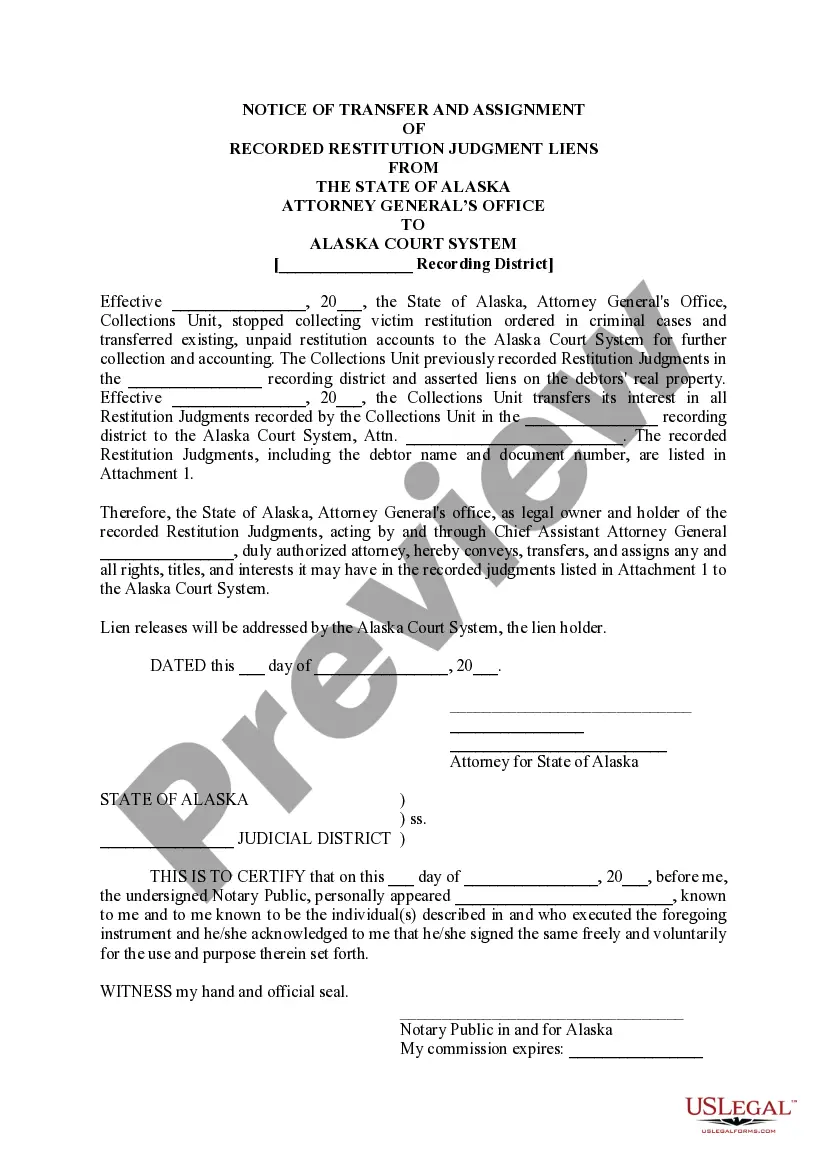 Preview Notice of Transfer and Assignment