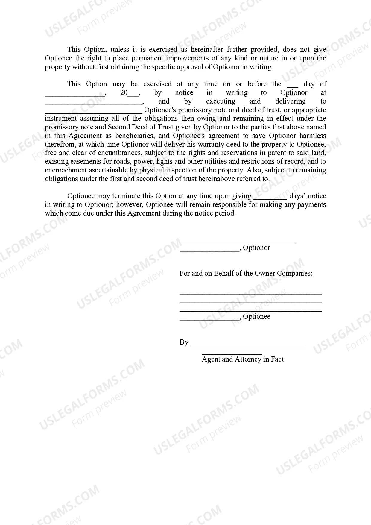 Preview Option to Purchase