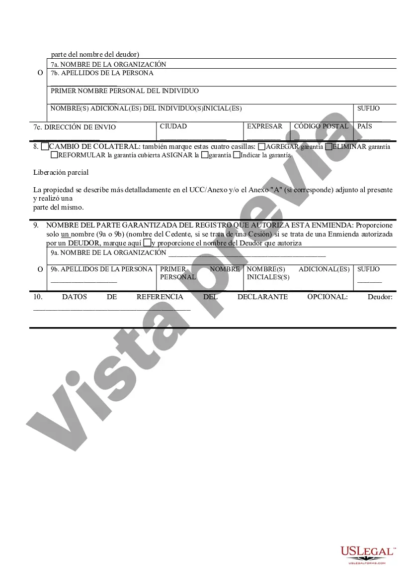Preview Enmienda a la Declaración de Financiamiento de UCC