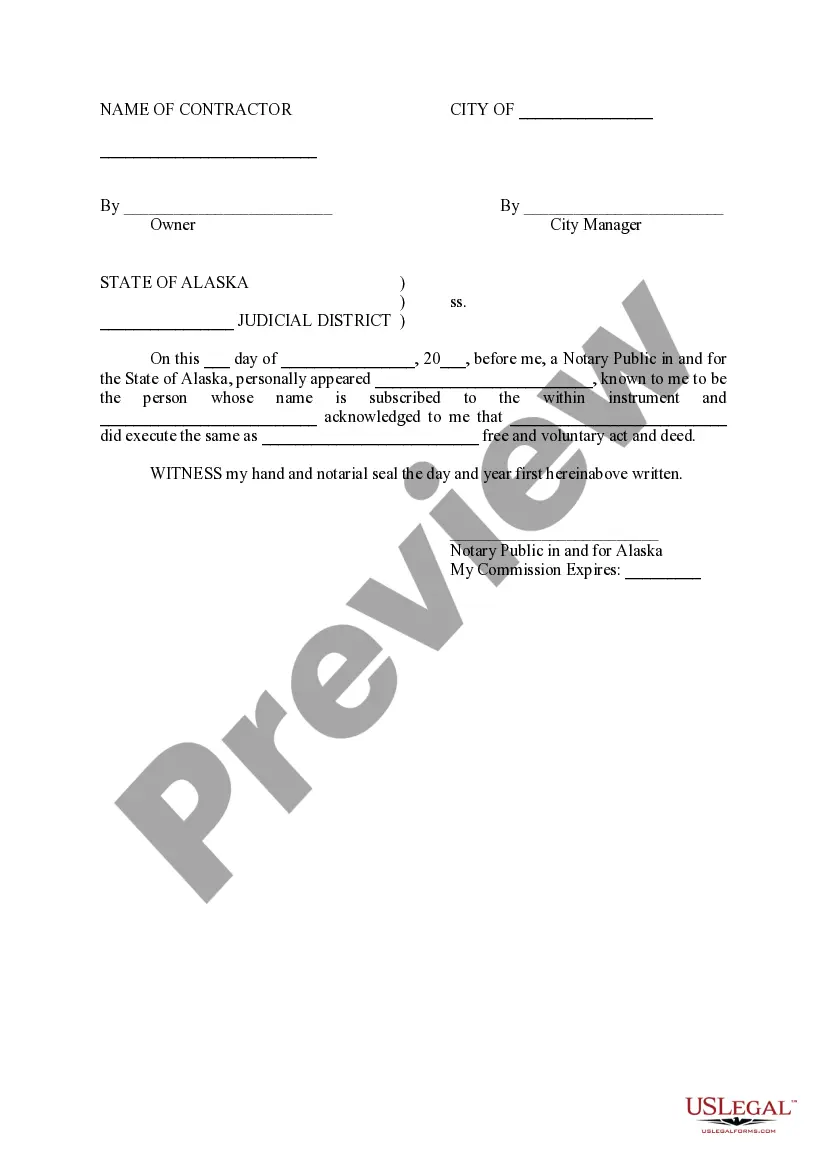 Preview Agreement and Notice of Posting of Property as Security for Public Contract Performance and Payment