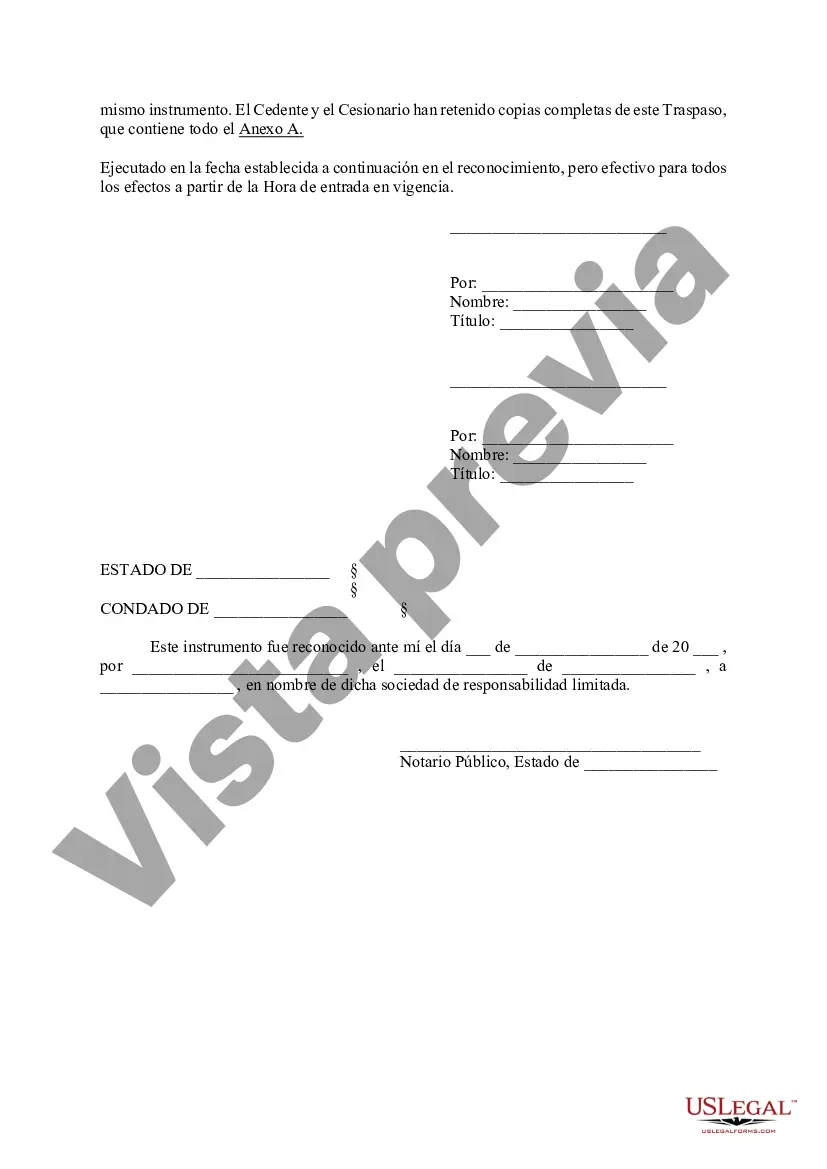 Preview Acuerdo de Traspaso, Liberación e Indemnización