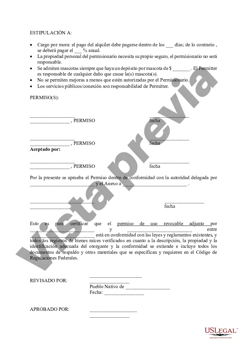 Preview Permiso de Uso Revocable - Departamento del Interior