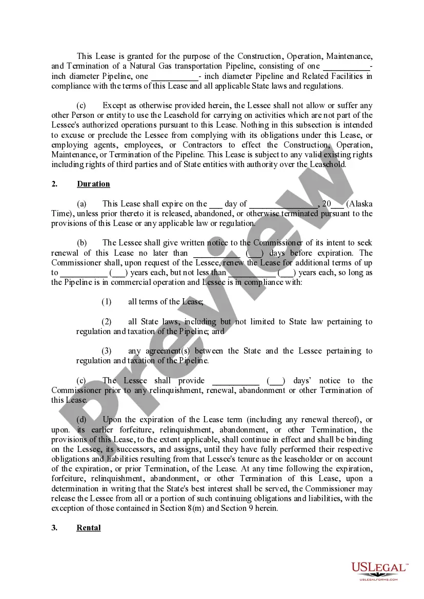 Preview Right of Way Lease - Alaska Stand Alone Gas Pipeline (ASAP)
