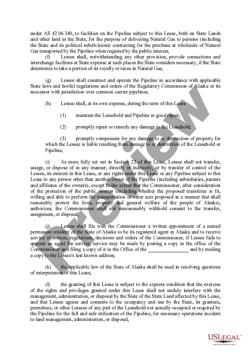 Preview Right of Way Lease - Alaska Stand Alone Gas Pipeline (ASAP)