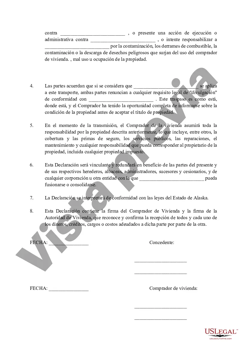 Preview Declaración de Liquidación y Liberación