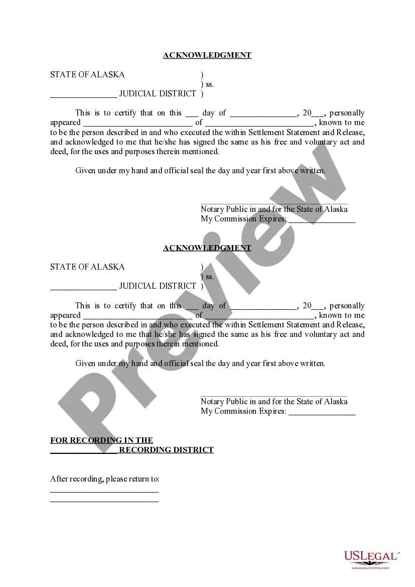 Preview Settlement Statement and Release