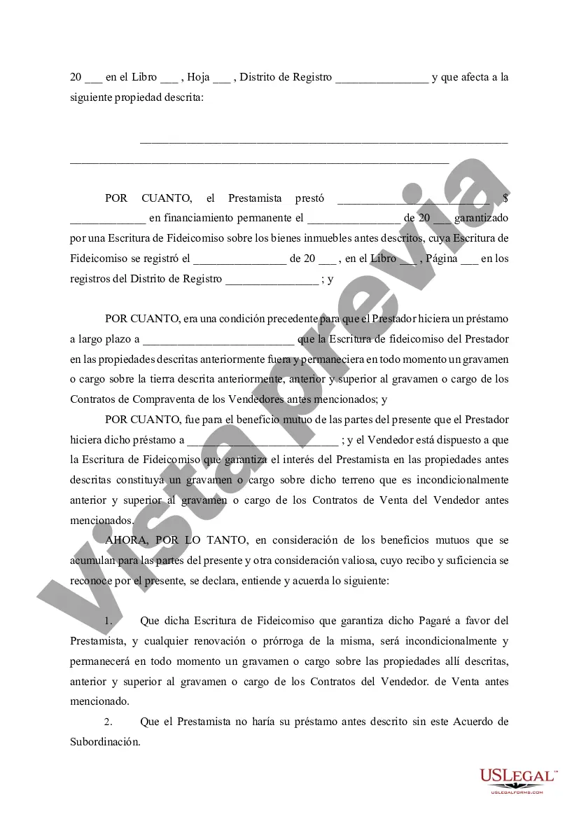 Preview Acuerdo de subordinación