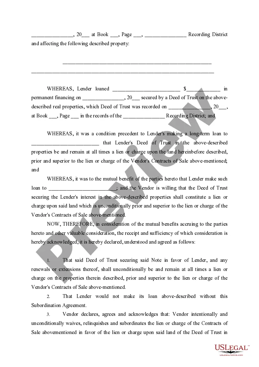 Preview Subordination Agreement