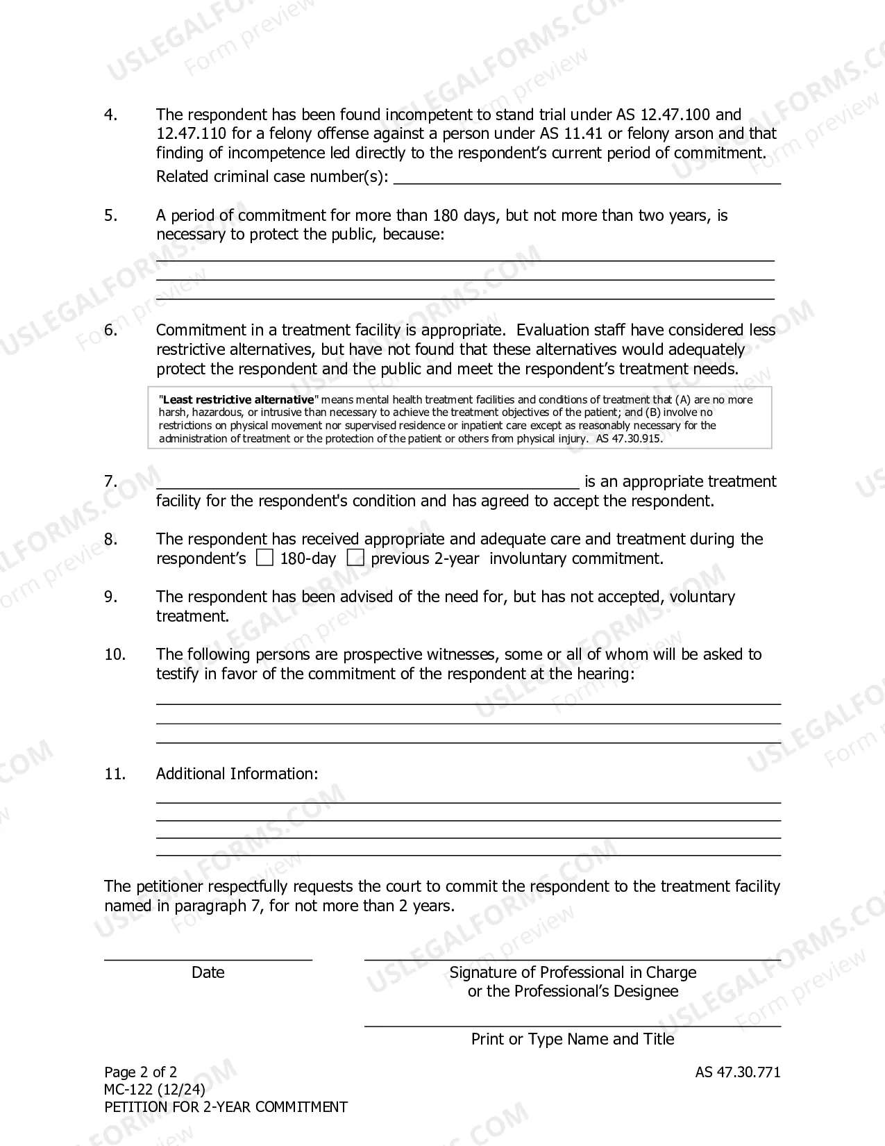 Preview Petition for 2-Year Commitment