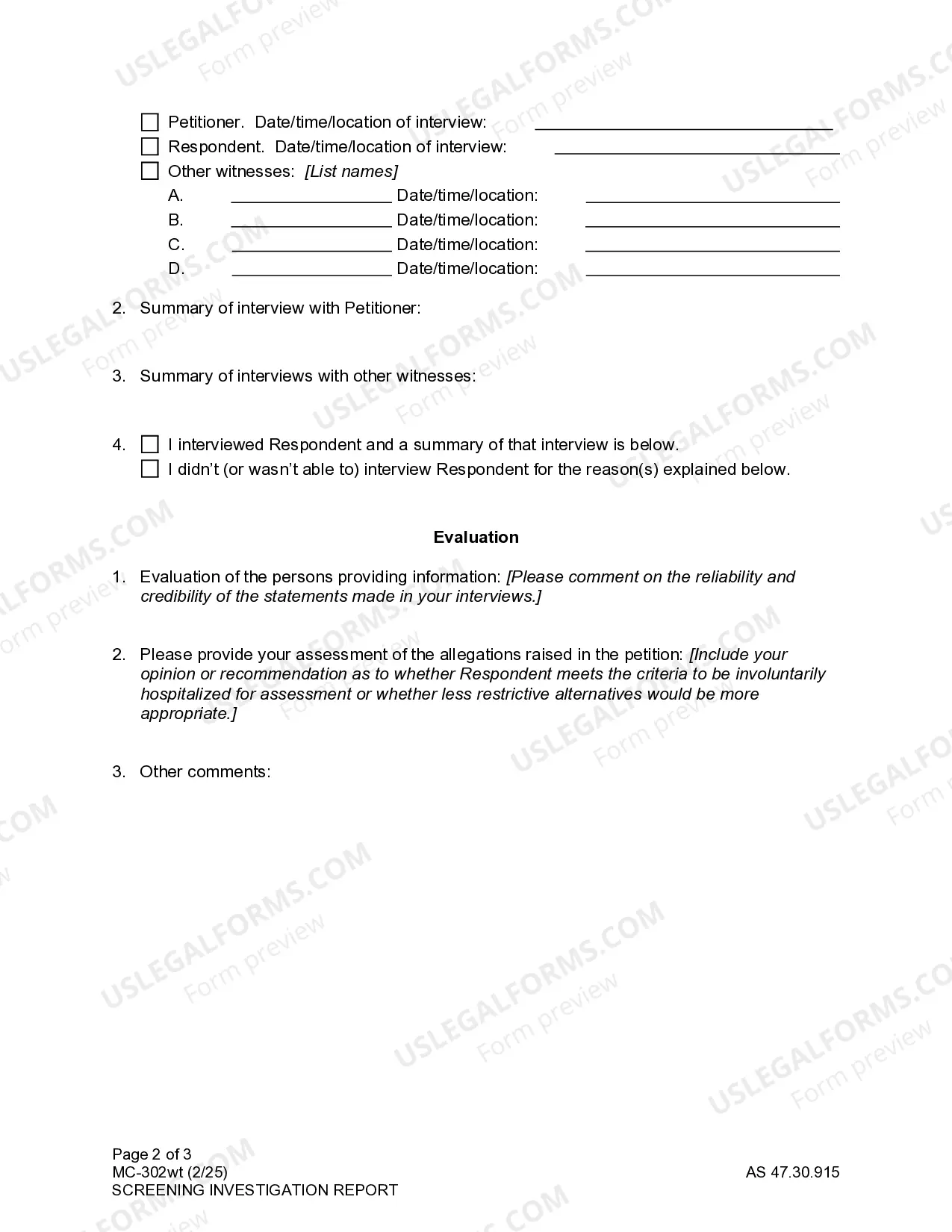 Preview Screening Investigation Report