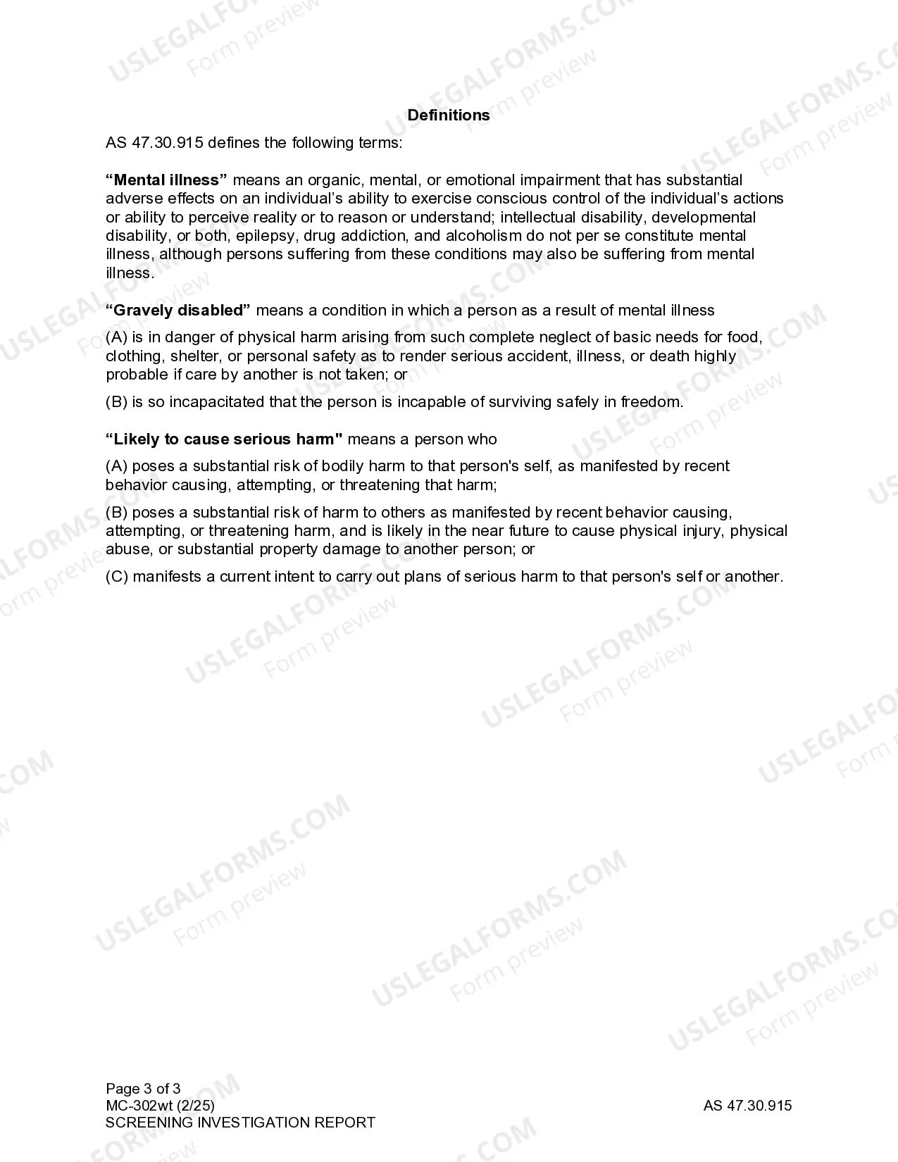 Preview Screening Investigation Report
