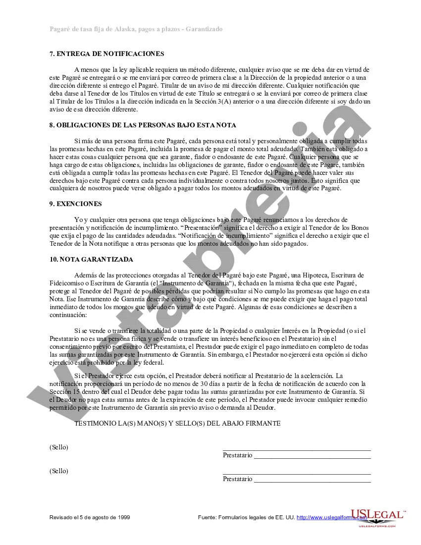 Preview Pagaré garantizado de Alaska