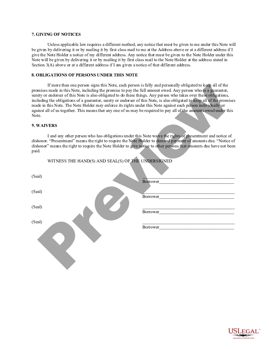 form Alaska Unsecured Installment Payment Promissory Note for Fixed Rate preview