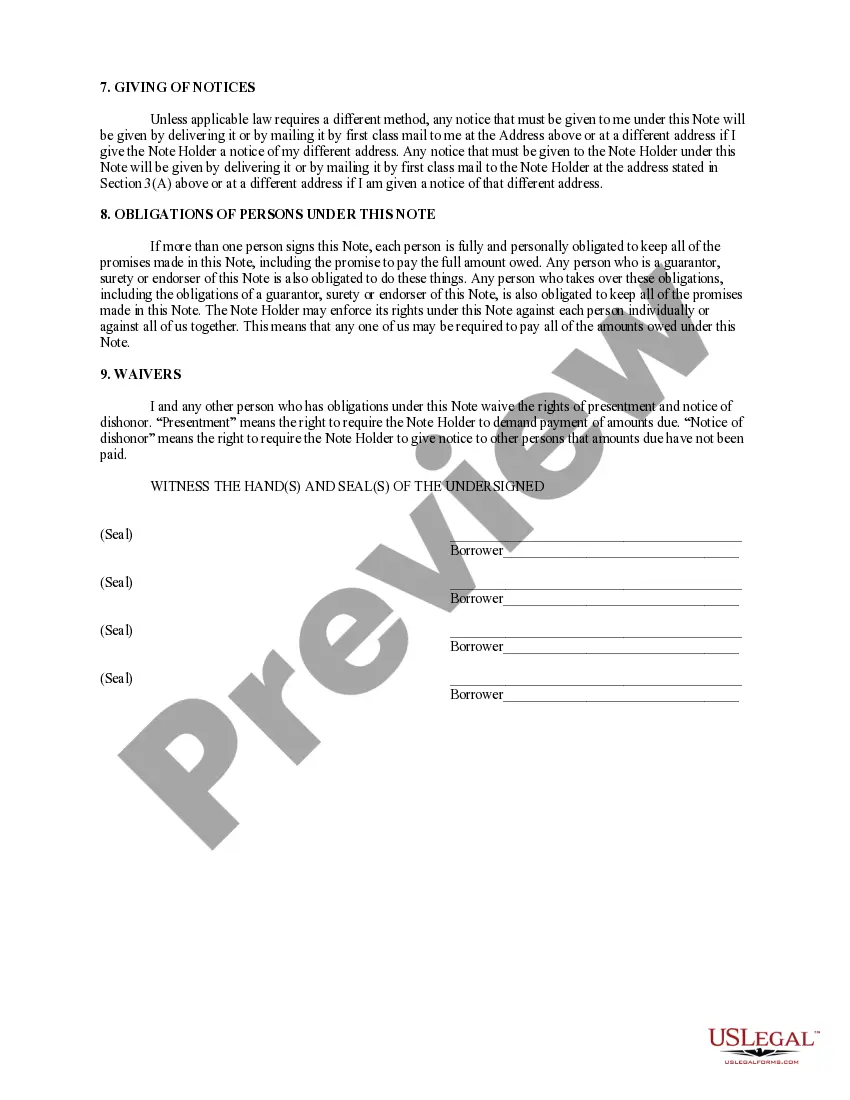 Preview Alaska Unsecured Installment Payment Promissory Note for Fixed Rate