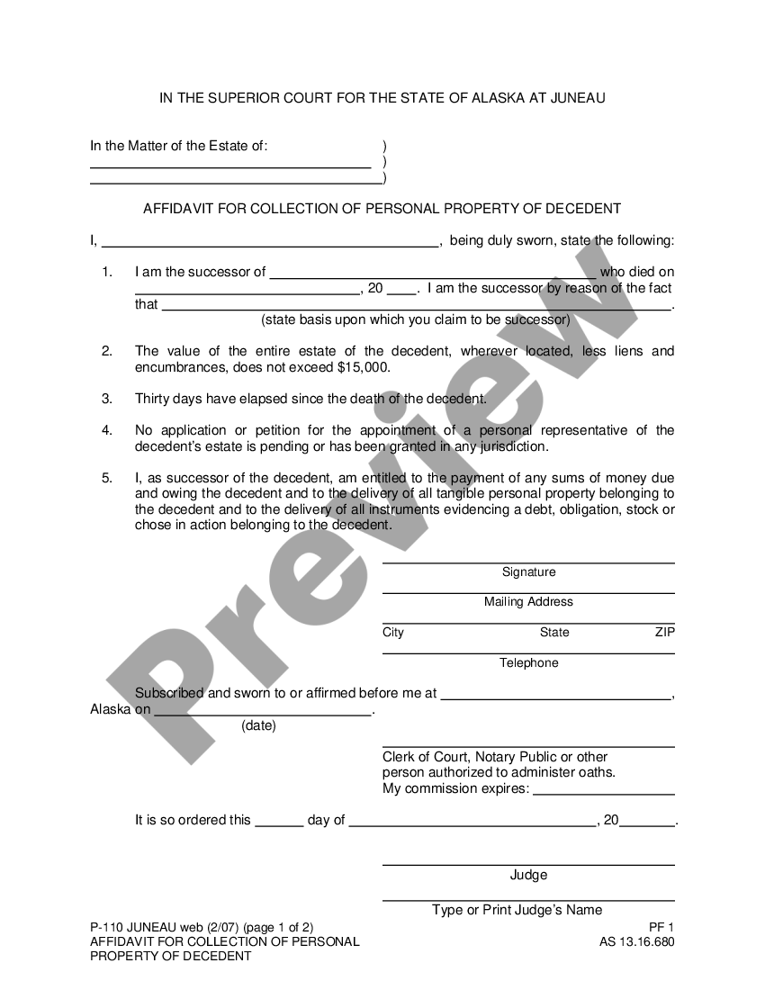 Affidavit For Transfer Of Personal Property Form Online Us Legal Forms 2900