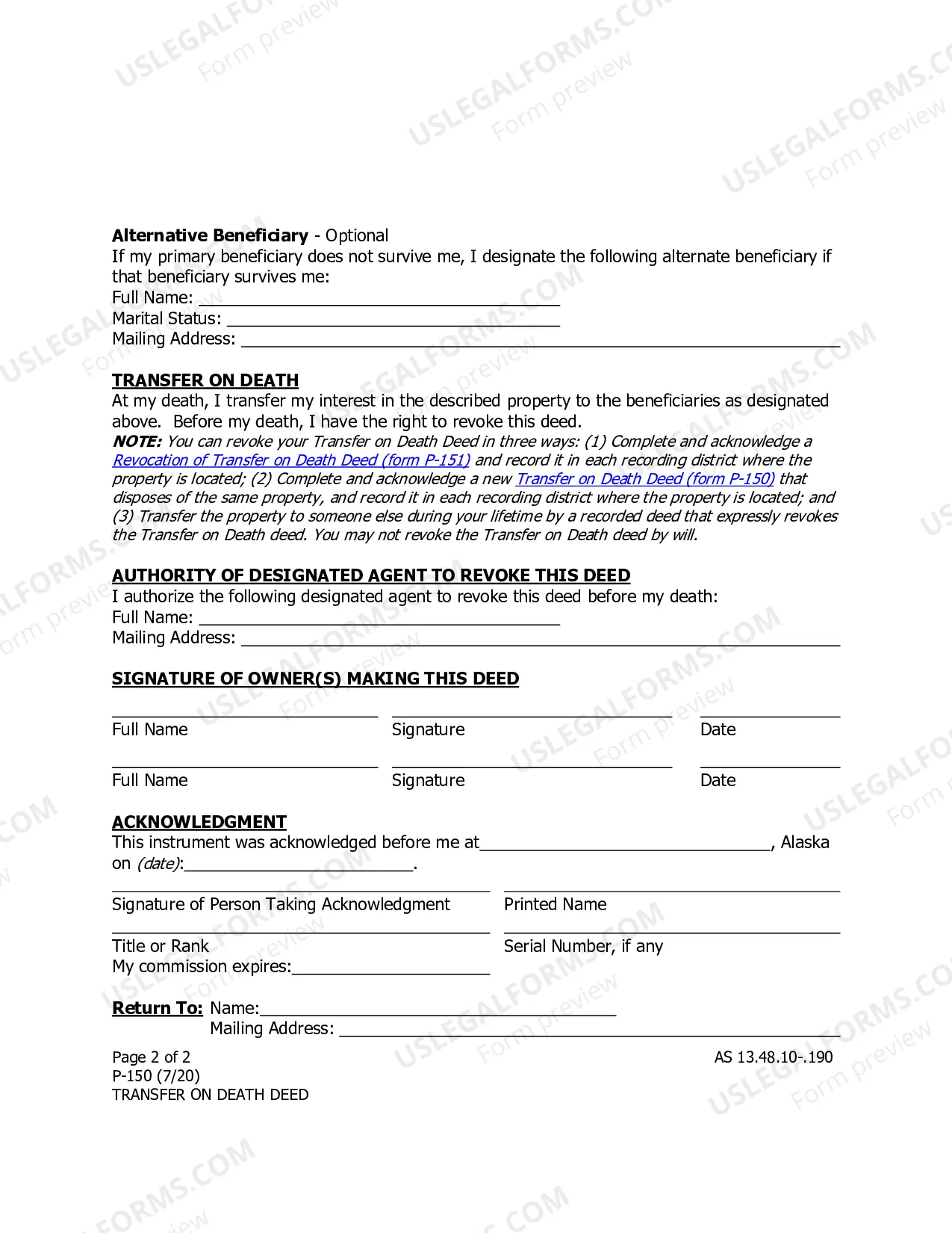 Preview Transfer on Death Deed