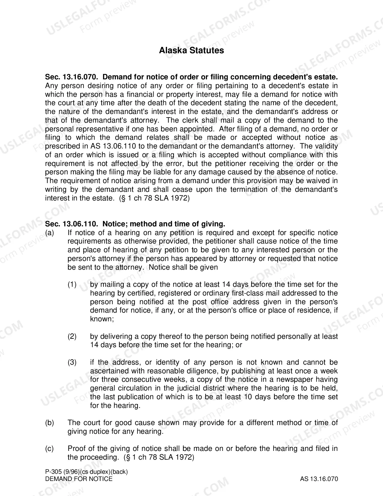 Preview Demand for Notice