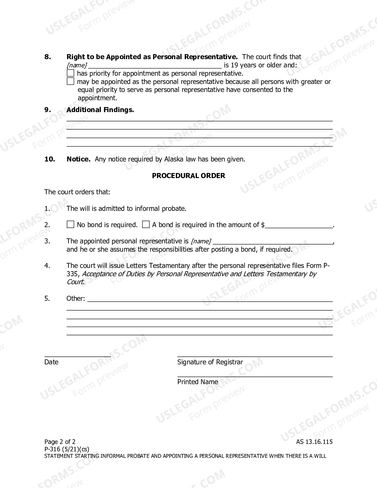 Preview Statement Starting Informal Probate and Appointing a Personal Representative When there is a Will