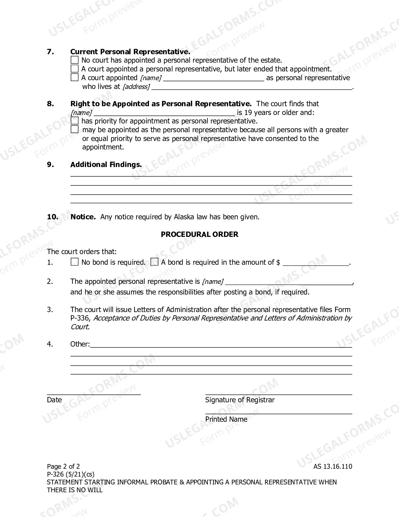 Preview Statement Starting Informal Probate and Appointing a Personal Representative When There Is No Will