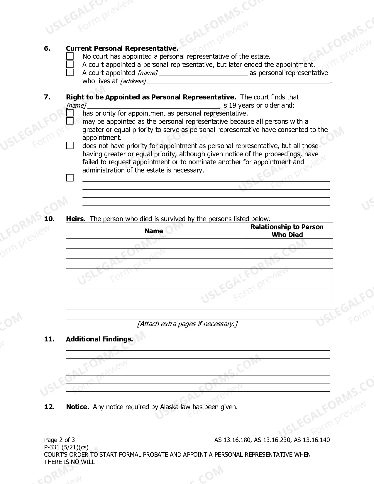Preview Order Starting Formal Probate and Appoint a Personal Representative When There is no Will