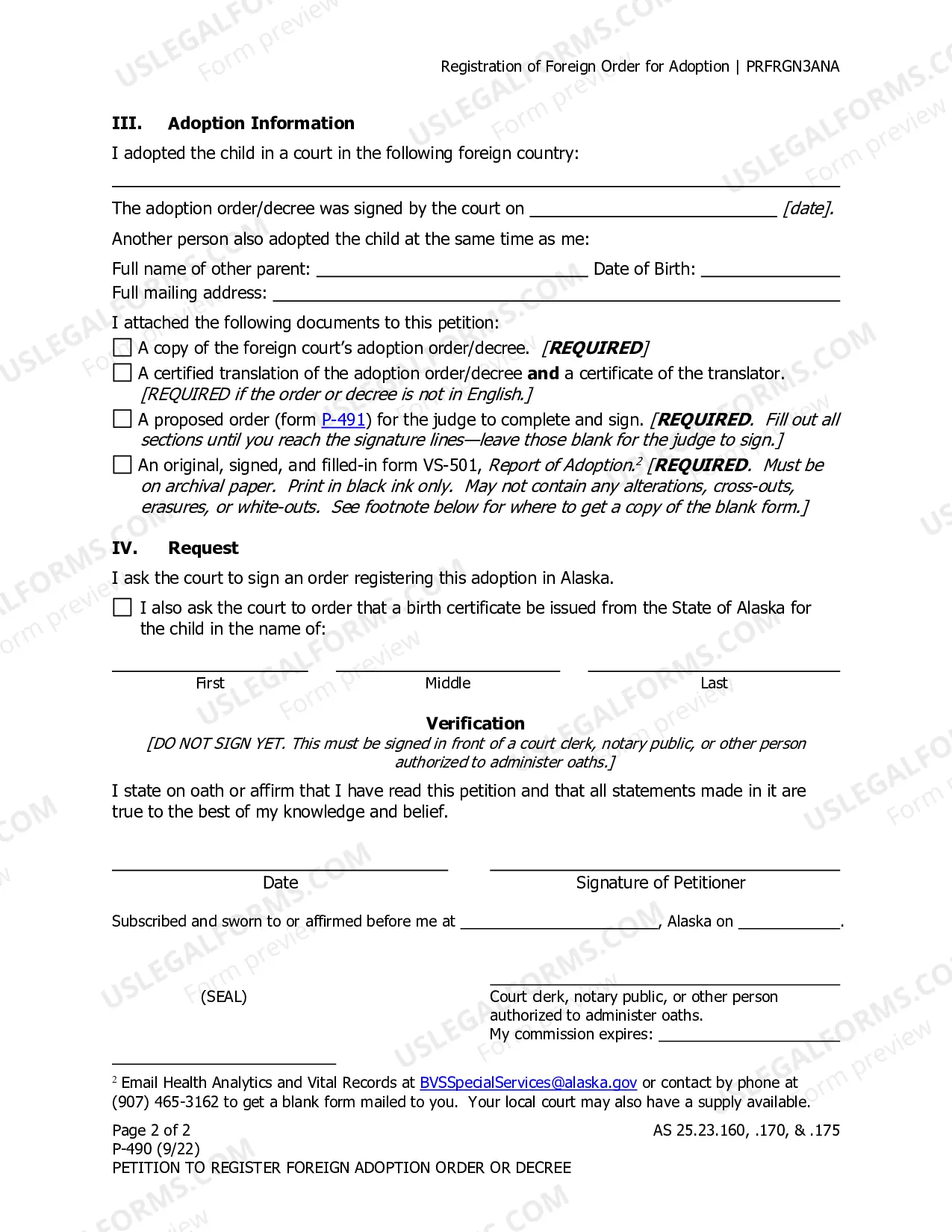 Preview Petition to Register Foreign Adoption Order or Decree