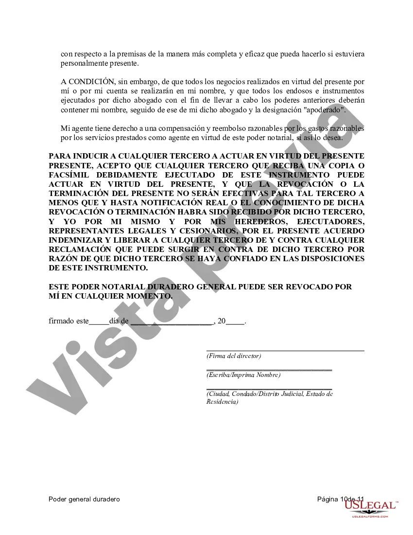 Preview Poder general duradero para la propiedad y las finanzas o efectivo financiero en caso de incapacidad
