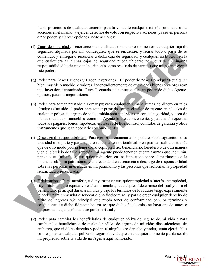 Preview Poder general duradero para la propiedad y las finanzas o efectivo financiero en caso de incapacidad