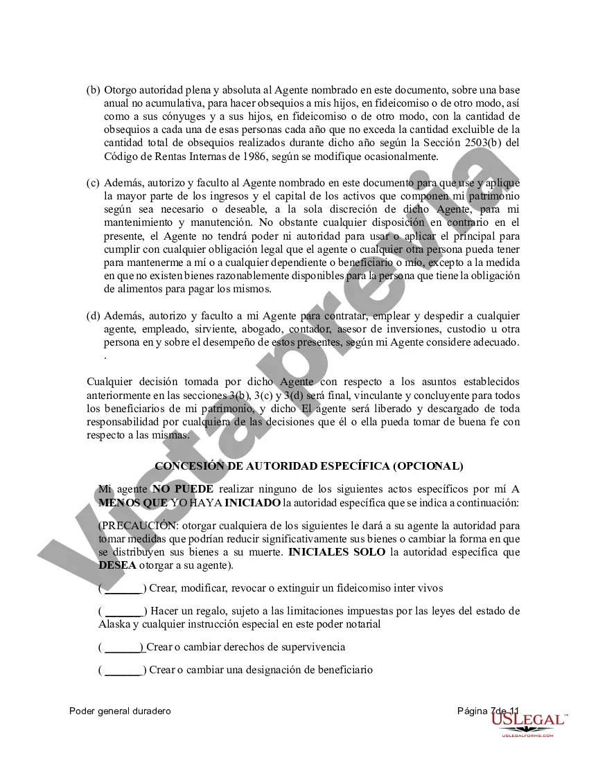 Preview Poder general duradero para la propiedad y las finanzas o efectivo financiero en caso de incapacidad