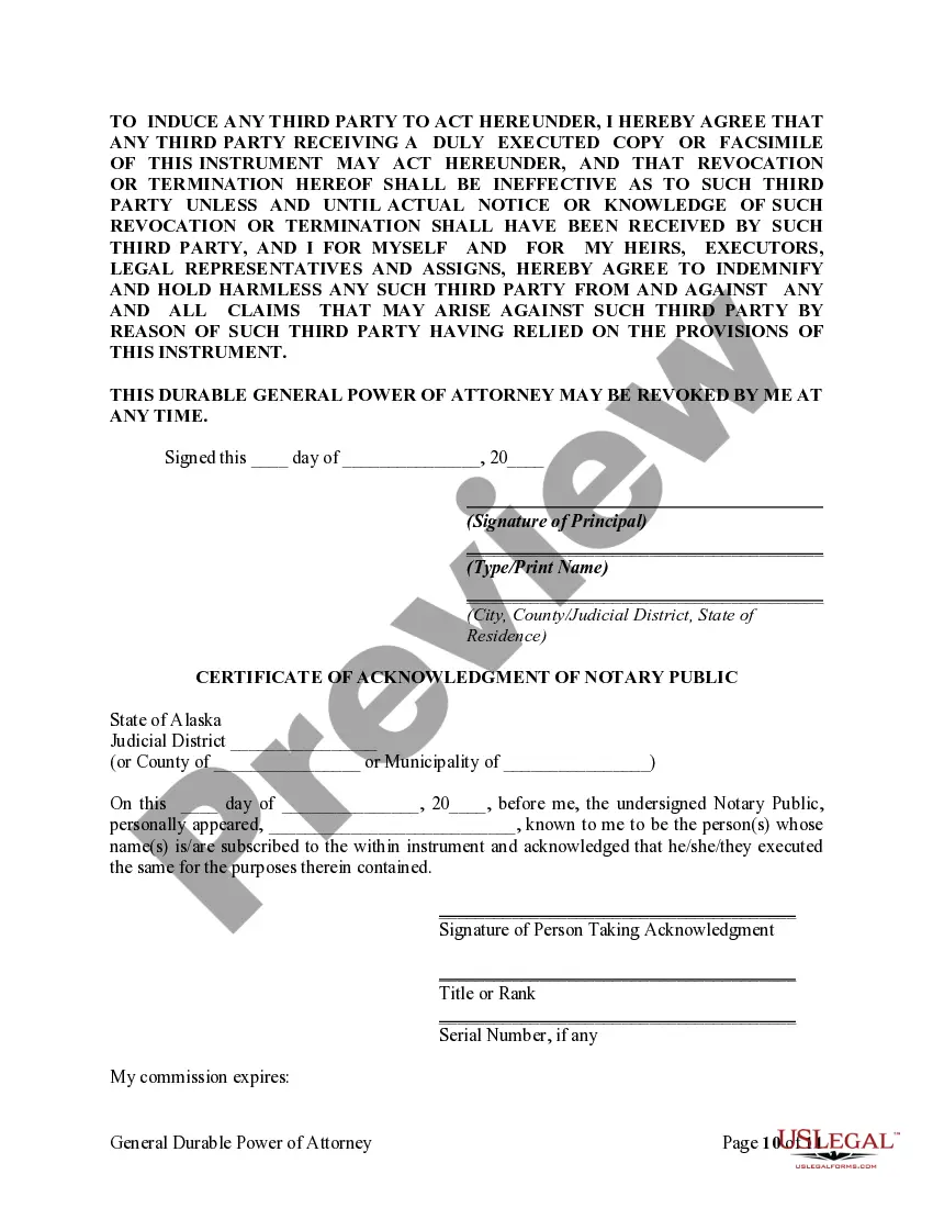 Preview General Durable Power of Attorney for Property and Finances or Financial Effective upon Disability