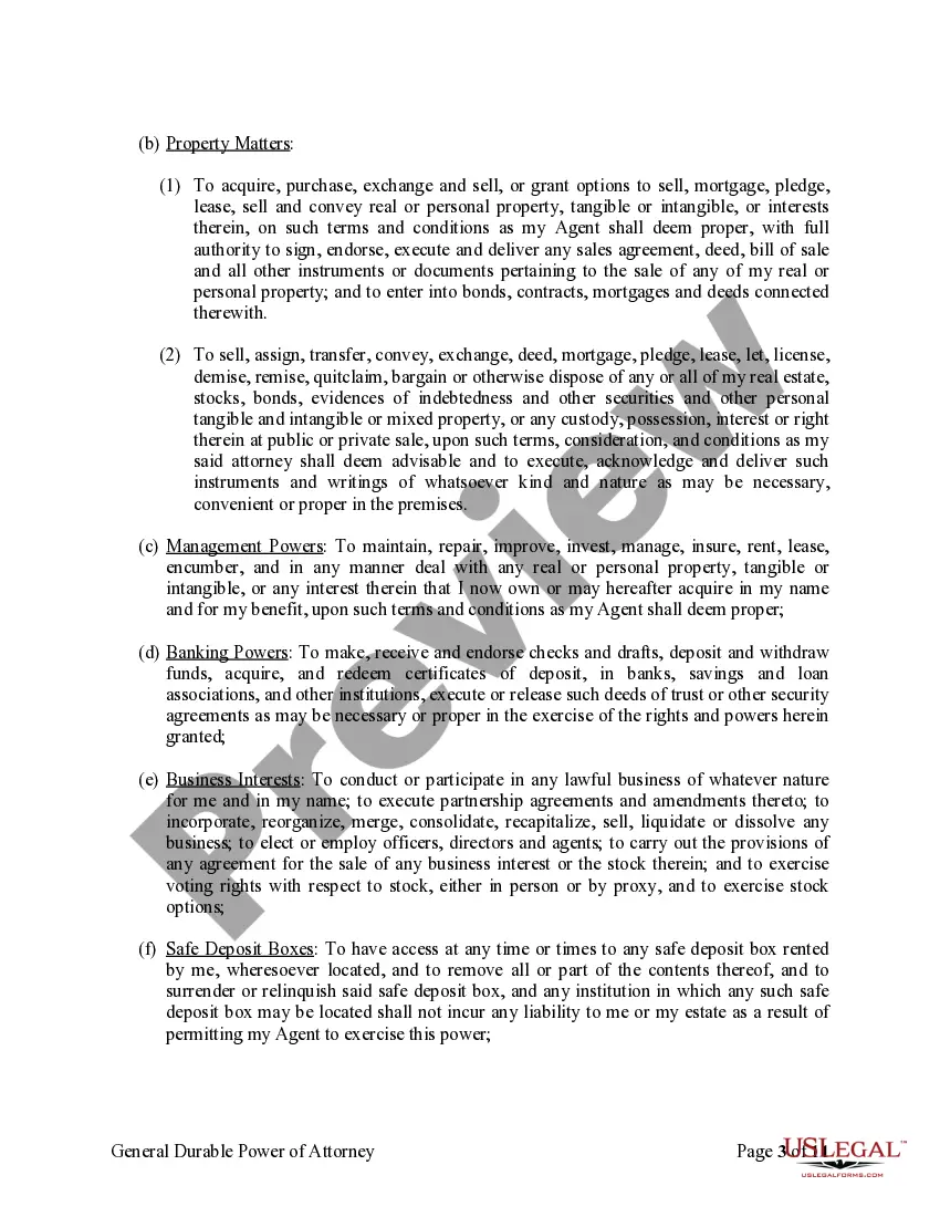 Preview General Durable Power of Attorney for Property and Finances or Financial Effective upon Disability