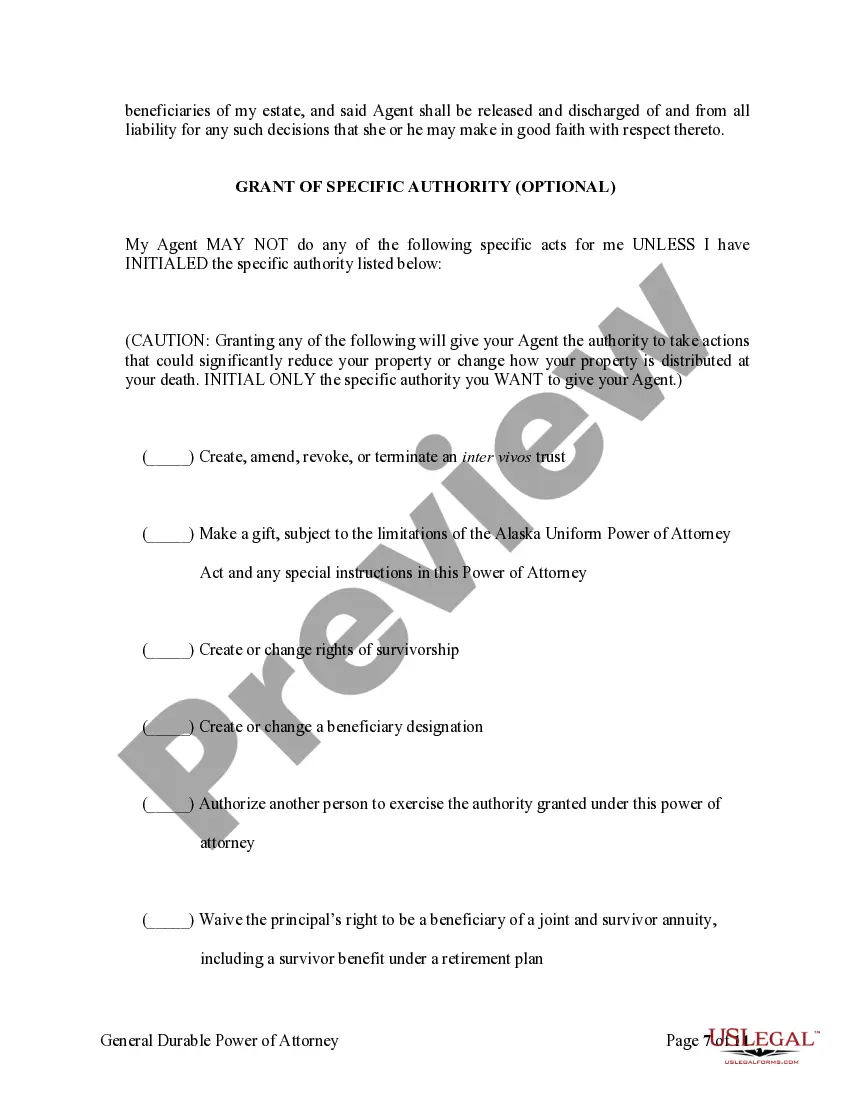 Preview General Durable Power of Attorney for Property and Finances or Financial Effective upon Disability