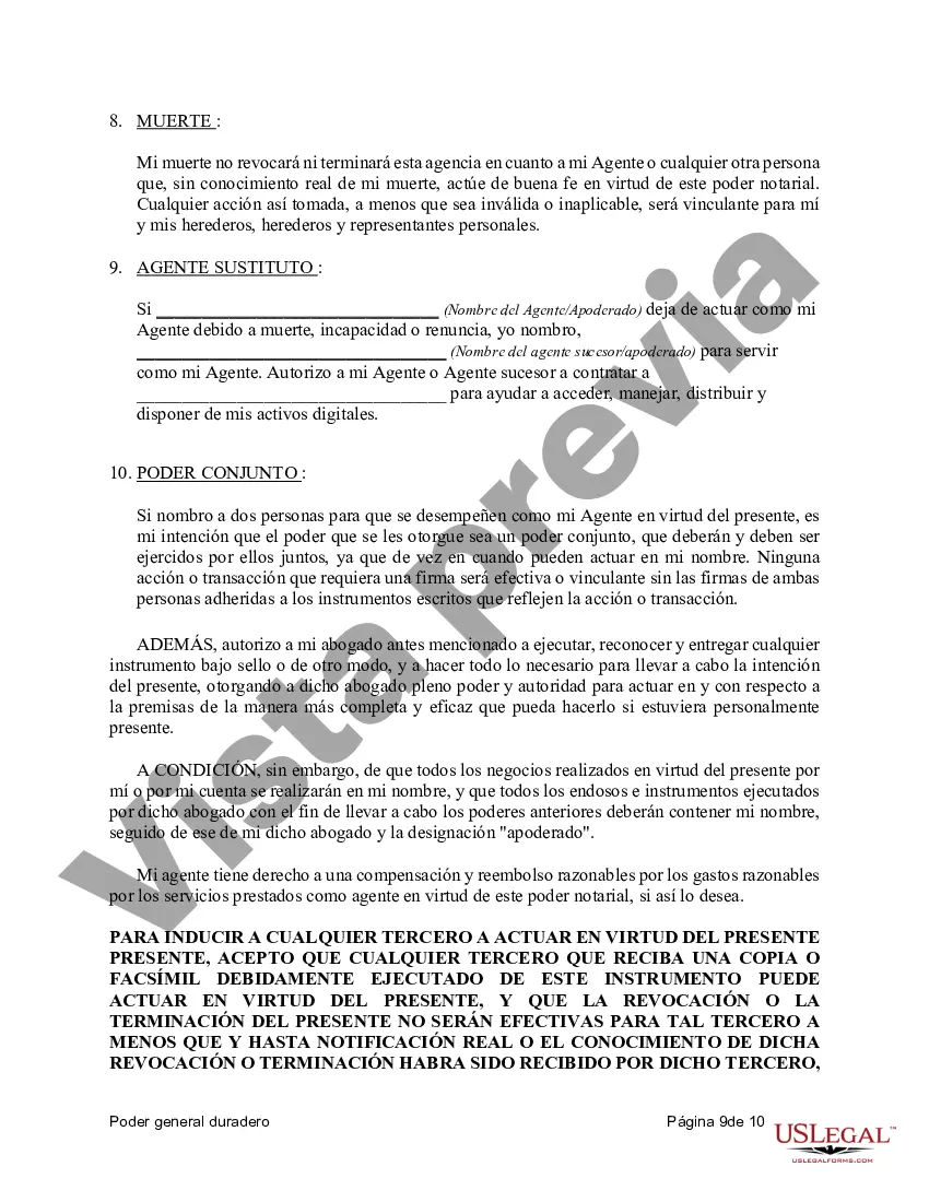 Preview Poder General Duradero para Bienes y Finanzas o Financiero Efectivo Inmediatamente