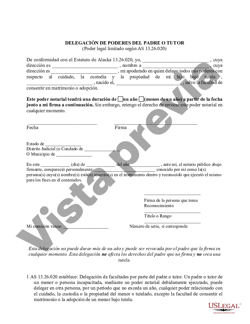 Preview Poder General para el Cuidado y Custodia del Hijo o Hijos