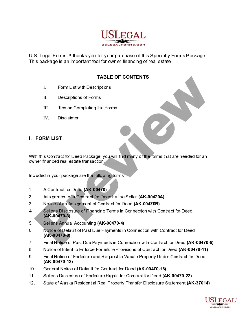 Preview Alaska Contract for Deed Package