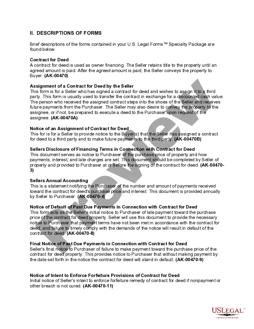 Preview Alaska Contract for Deed Package