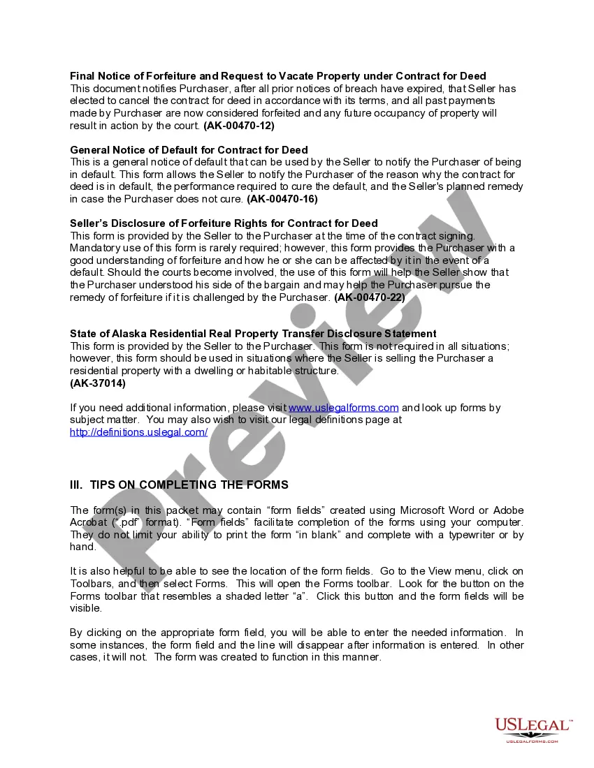 Preview Alaska Contract for Deed Package