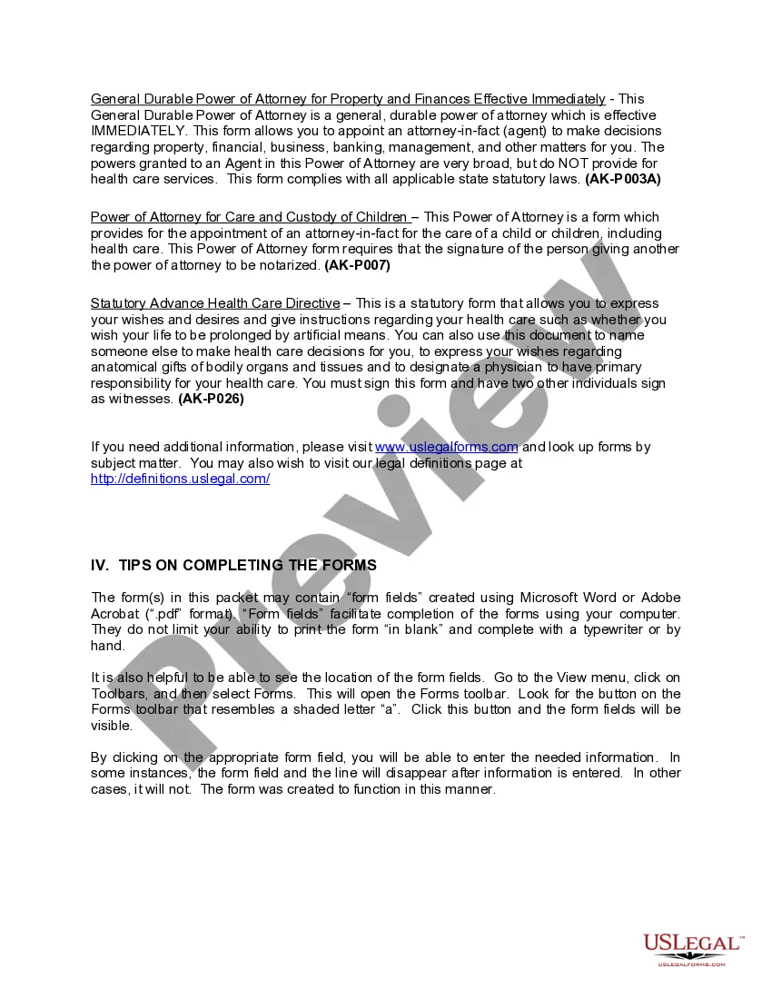 Get Alaska Power of Attorney Forms Package Preview Alaska Power of Attorney Forms Package